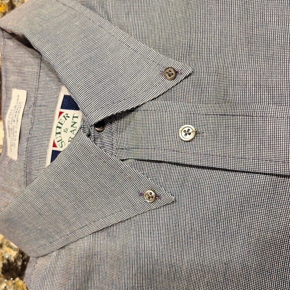 f mens Sutter & Grant blue button long sleeve dress shirt size 18 Big - Picture 4 of 4